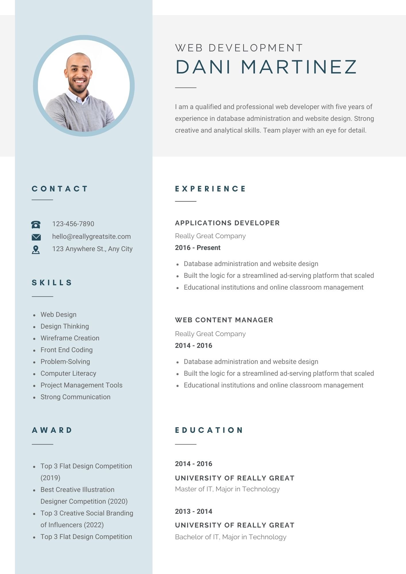 Blue Clean Professional CV Resume