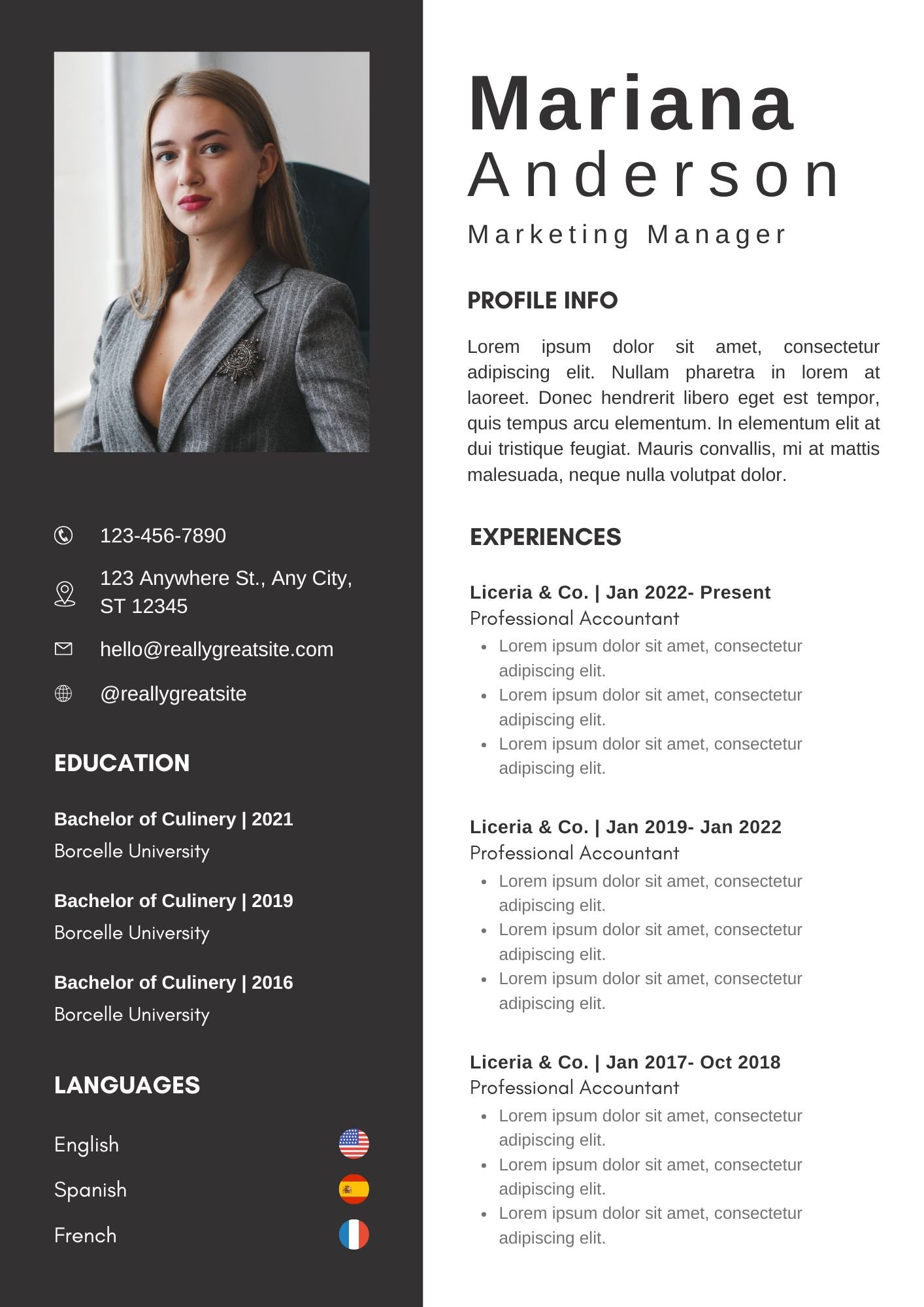 Black White Minimalist CV Resume